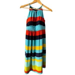 En Focus Studio Striped Color Block Halter Midi Avant Garde Dress Women's 10
